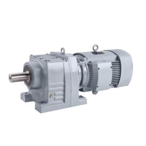 R series helical geared motor inline helical gearbox solid output shaft for industrial conveyor