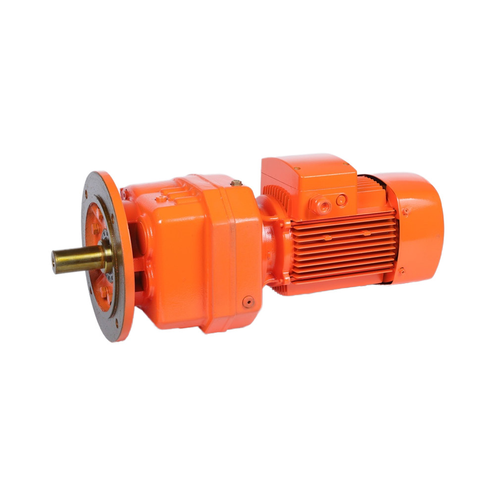 R series helical geared motor inline helical gearbox solid output shaft for industrial conveyor